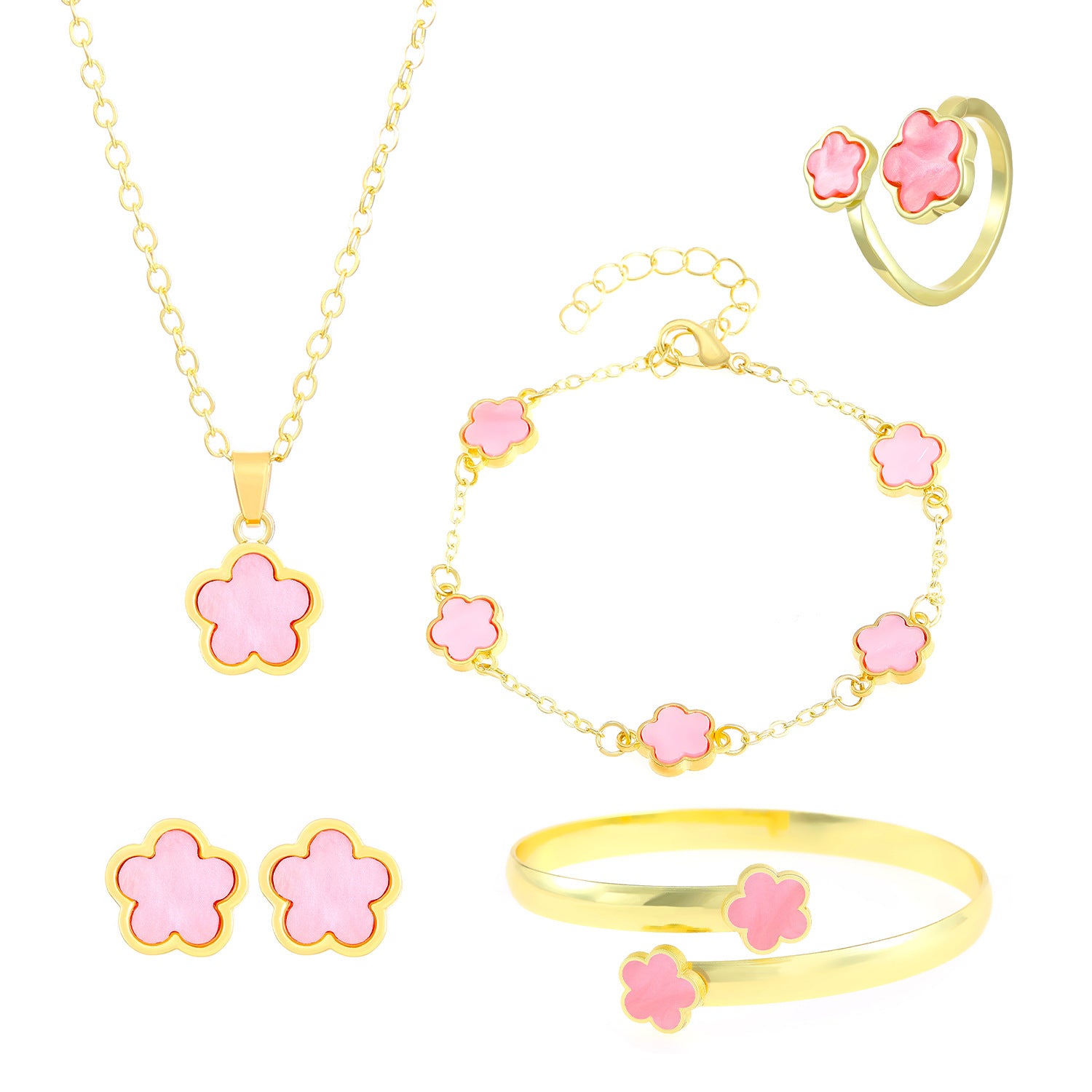 Wholesale Five Leaf Clover Jewelry Set
